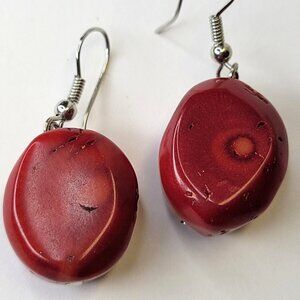 Red Coral Earrings Small Red Earrings Light Red Earrings